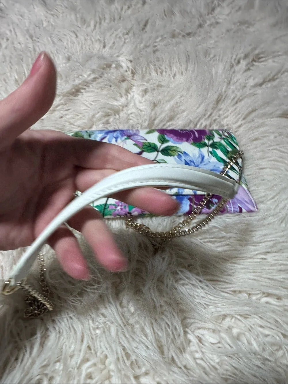Talbots floral envelope crossbody bag Leather Trim And Chain Link Strap